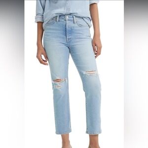 Levi’s Ribcage Straight Ankle Light Blue Distressed Women's Jeans
